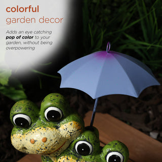 Frog Duo with Purple Umbrella Statue