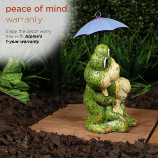 Frog Duo with Purple Umbrella Statue