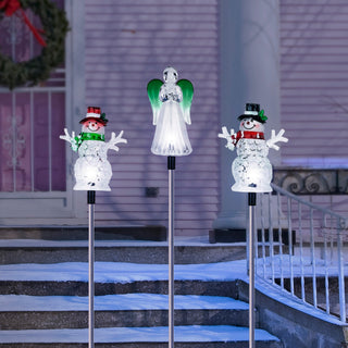 Solar Snowman and Angel Garden Stakes