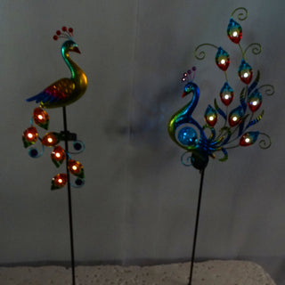 Solar Peacock Stake w/ LED Lights
