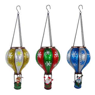Solar Snowflake Hot Air Balloon Hanging Decor with Stand