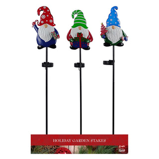 Solar Holiday Acrylic Gnome Stake w/LED