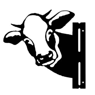 Farm Metal Cow Peeking Fence or Post Decor