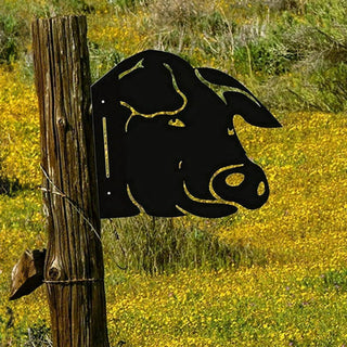 Farm Metal Pig Peeking Fence or Post Decor