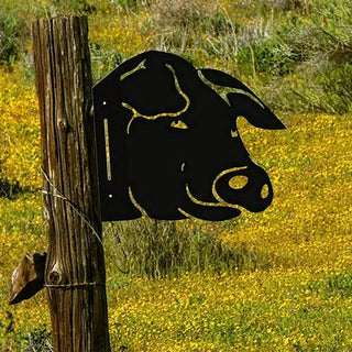 Farm Metal Pig Peeking Fence or Post Decor