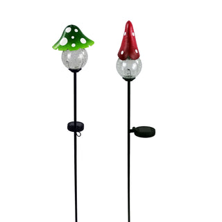 Red and Green Mushroom Solar Stake