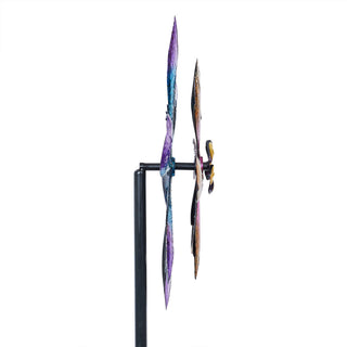 Multi-Colored Metal Layered Floral Wind Spinner Garden Stake
