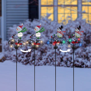Solar Snowman Bicycle Stake with LED lights