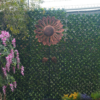 Bronze Sunflower Kinetic Wind Spinner Stake