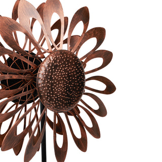 Bronze Sunflower Kinetic Wind Spinner Stake