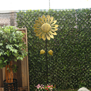 Yellow Sunflower Kinetic Wind Spinner Stake