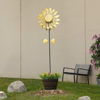 Yellow Sunflower Kinetic Wind Spinner Stake