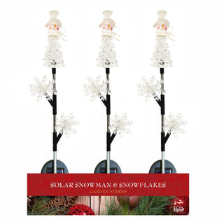Solar Snowman & Snowflake Stake
