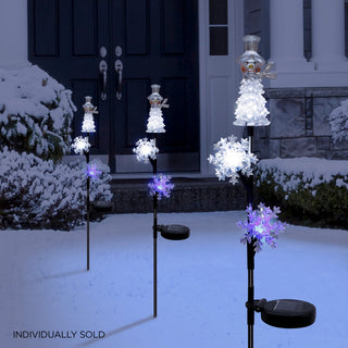Solar Snowman & Snowflake Stake