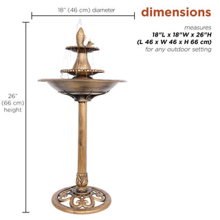 Tiered Pedestal Fish Fountain Birdbath - Gold