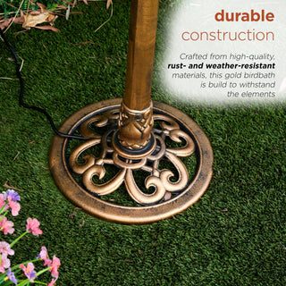 Tiered Pedestal Fish Fountain Birdbath - Gold