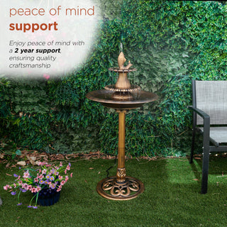 Tiered Pedestal Fish Fountain Birdbath - Gold