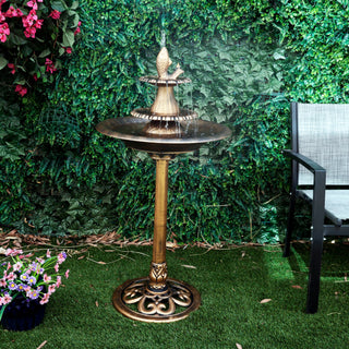 Tiered Pedestal Fish Fountain Birdbath - Gold