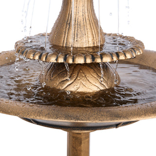 Tiered Pedestal Fish Fountain Birdbath - Gold