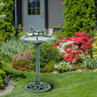 Lotus Birdbath with Birds