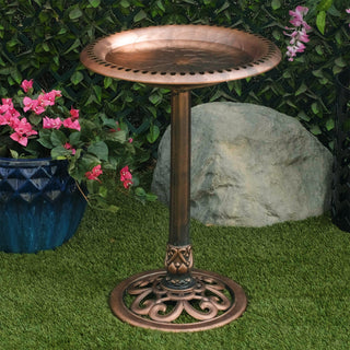 Bronze Pedestal Birdbath w/ Scrollwork Base