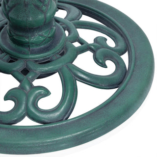 Aged Green Pedestal Birdbath with Scrollwork