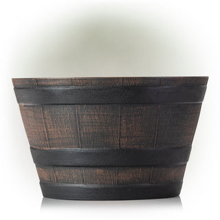 Bronze Round Barrel Planter with Drainage Hole - Small