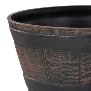 Bronze Round Barrel Planter with Drainage Hole - Small