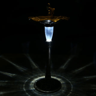 Solar Gold Birdbath with Birds and LED Light