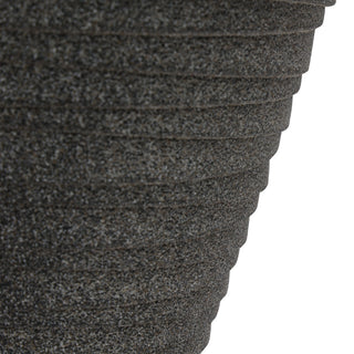 12" Gray Stone Finish Fluted Round Planter with Drainage Hole