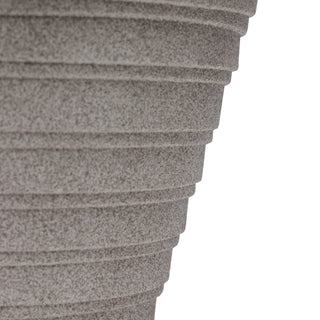 12" White Stone Finish Fluted Round Planter w/ Drainage Hole
