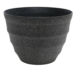 11" Gray Round Striped Stone Finish Planter
