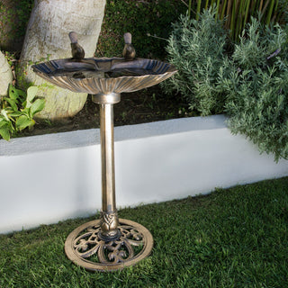 Bronze Birdbath with 2 Birds