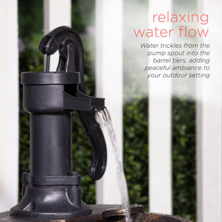 Two Tier Barrel & Pump Bronze Fountain