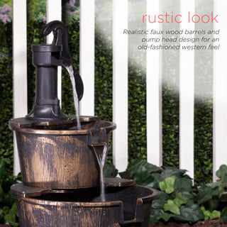 Two Tier Barrel & Pump Bronze Fountain