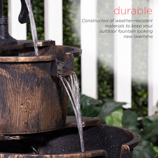 Two Tier Barrel & Pump Bronze Fountain