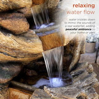 5-Tier Trunk Waterfall Fountain with Cool White LED Lights