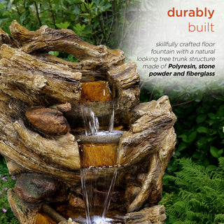 5-Tier Trunk Waterfall Fountain with Cool White LED Lights