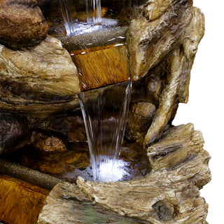 5-Tier Trunk Waterfall Fountain with Cool White LED Lights