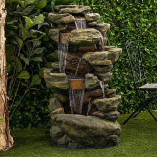 Rainforest Floor Fountain w/ LED Lights and Bluetooth Speaker