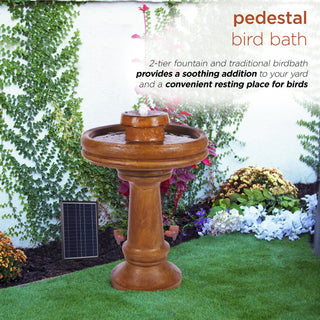 Solar Brown Cascading Vase Fountain w/ Cool White LED Lights