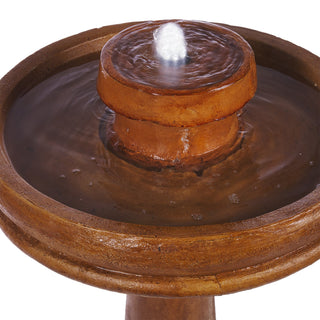 Solar Brown Cascading Vase Fountain w/ Cool White LED Lights