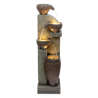 4-Tier Cascading Pot and Bowl Fountain w/ Warm White LED