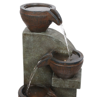 4-Tier Cascading Pot and Bowl Fountain w/ Warm White LED