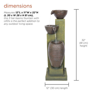 3-Tier Basins Fountain with LED Lights