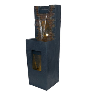 Stone Wall Cascading Fountain with LED Lights