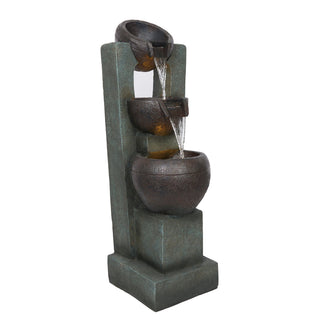 3-Tier Basin Cascading Fountain with LED Lights