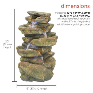 Multi-Level Tabletop Rock Fountain with LED Lights