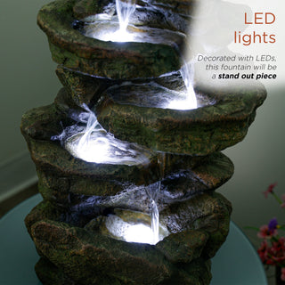 Multi-Level Tabletop Rock Fountain with LED Lights