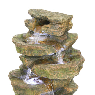 Multi-Level Tabletop Rock Fountain with LED Lights